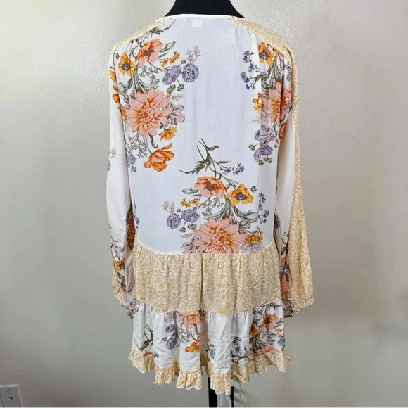 American  Eagle Womens Size Small Floral Bohemian Tunic Blouse - Picture 3 of 16
